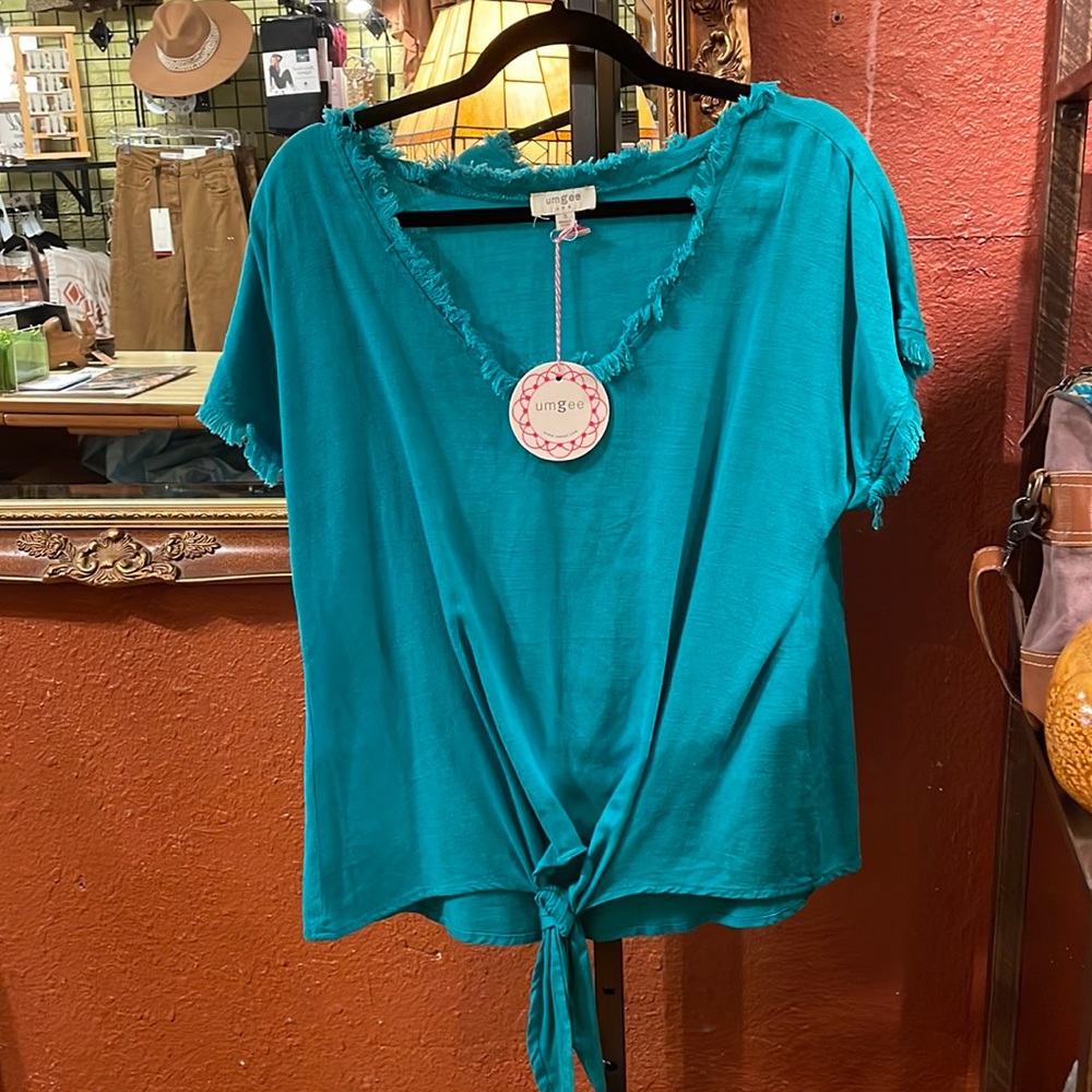 Teal Umgee top with waist tie